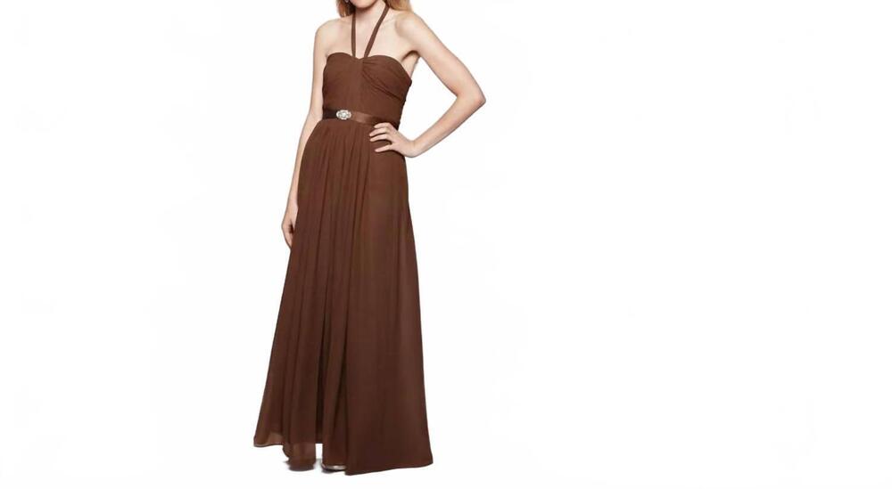 NEW LAST DRESS stellar nights halter neck gown in truffle